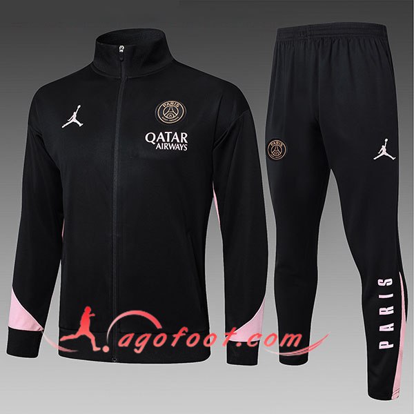 Ensemble Survetement de Foot Veste PSG Enfant Noir/Rose 2025/2026