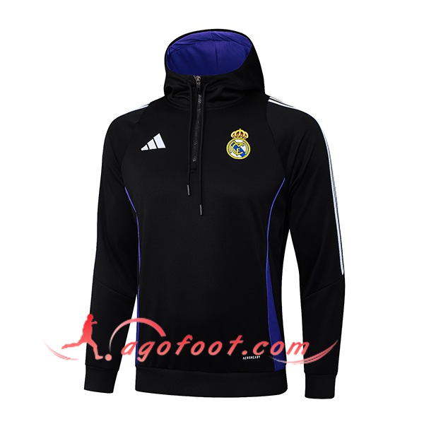Sweatshirt Training Capuche Real Madrid Noir 2025/2026