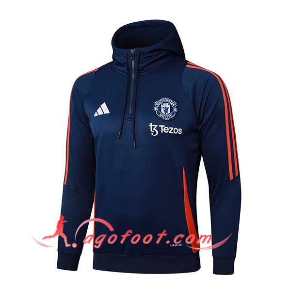 Sweatshirt Training Capuche Manchester United Bleu Royal 2025/2026