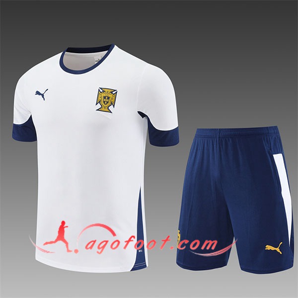 Ensemble Training T-Shirts Portugal Enfant Blanc/Bleu 2025/2026