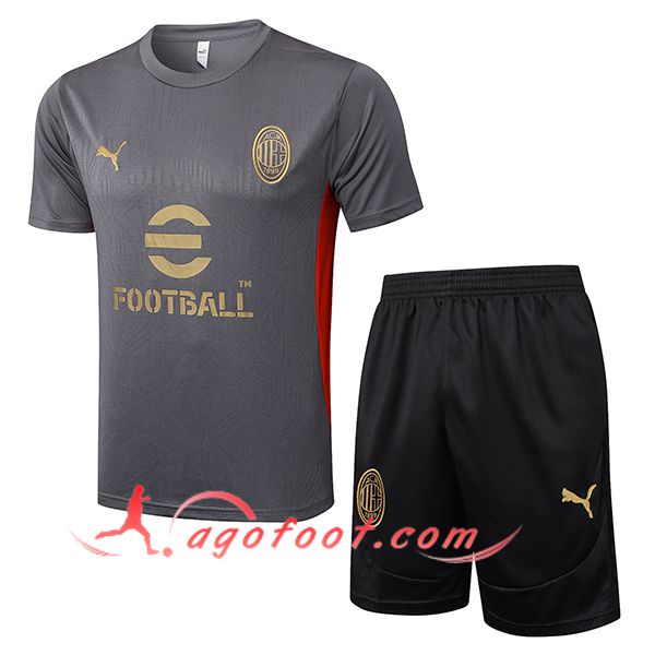 Ensemble Training T-Shirts Milan AC Gris/Noir 2025/2026