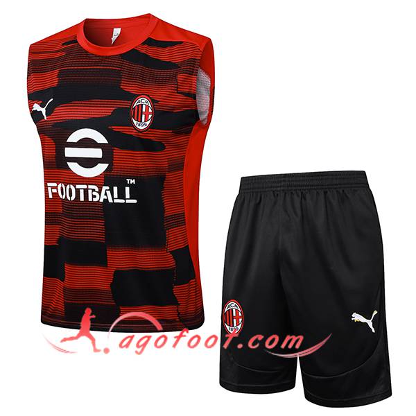 Ensemble Training Debardeur Milan AC Rouge/Noir 2025/2026