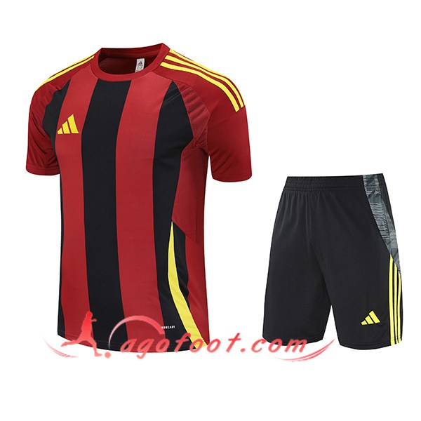 Ensemble Training T-Shirts Adidas Noir/Rouge/Jaune 2025/2026