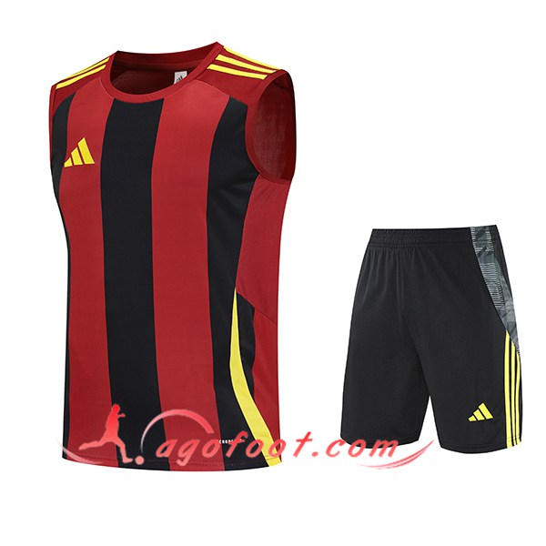 Ensemble Training Debardeur Adidas Noir/Rouge/Jaune 2025/2026