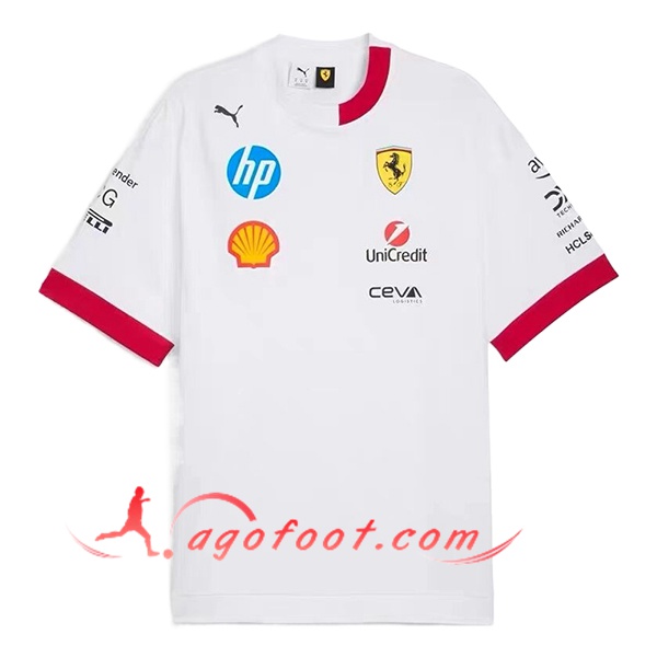 T-Shirt Scuderia Ferrari F1 Team Blanc/Rouge 2025