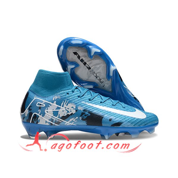 Nike Chaussures de Foot Air Zoom Mercurial Superfly IIX Elite FG Bleu