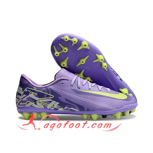Nike Chaussures de Foot AIR ZOOM MERCURIAL VAPOR XVI ACADEMY X MBAPPE AG Pourpre/Vert