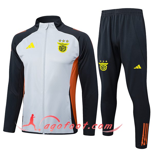 Ensemble Survetement de Foot Veste Benfica Gris/Noir/Orange 2025/2026