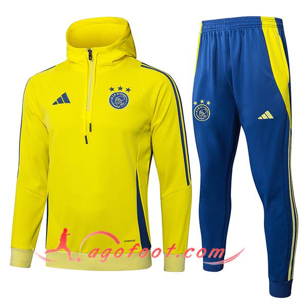Ensemble Survetement Veste A Capuche Ajax Jaune/Bleu 2025/2026
