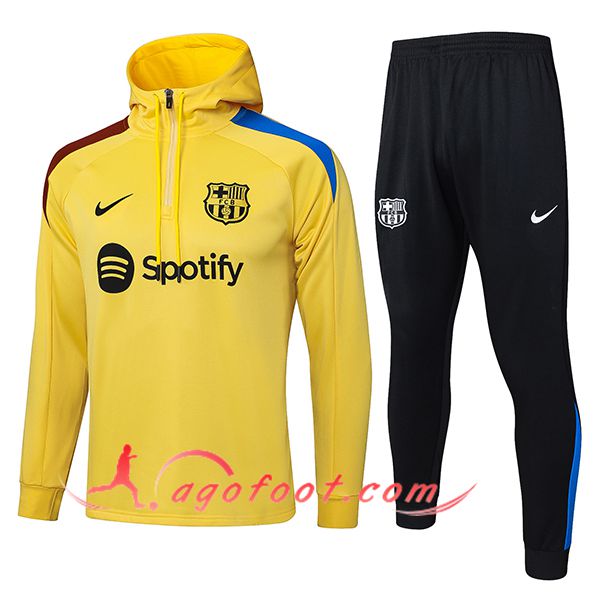 Ensemble Survetement Veste A Capuche FC Barcelone Jaune/Rouge/Bleu 2025/2026