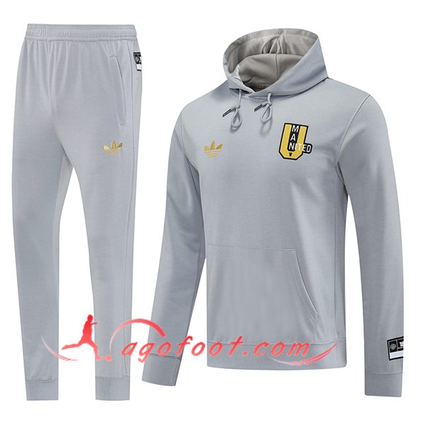 Ensemble Survetement Veste A Capuche Manchester United Gris 2025/2026