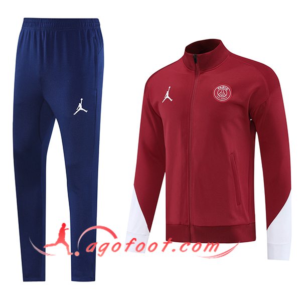 Ensemble Survetement de Foot Veste PSG Rouge/Blanc 2025/2026 -02