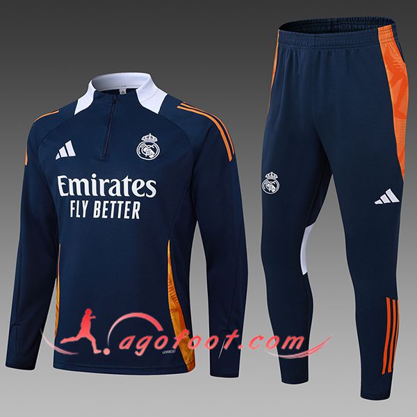 Ensemble Survetement de Foot Real Madrid Enfant Bleu Royal 2025/2026