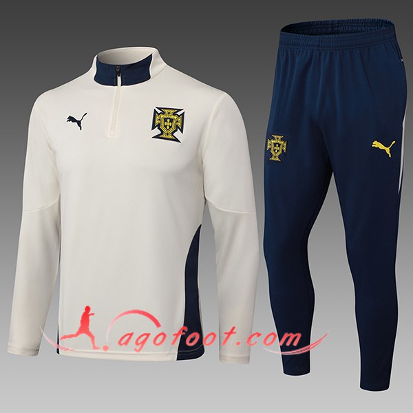 Ensemble Survetement de Foot Portugal Enfant Beige 2025/2026