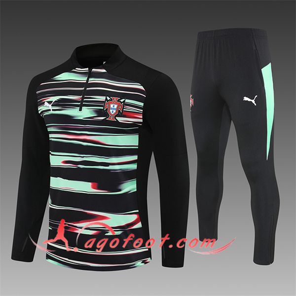 Ensemble Survetement de Foot Portugal Enfant Noir/Vert 2025/2026
