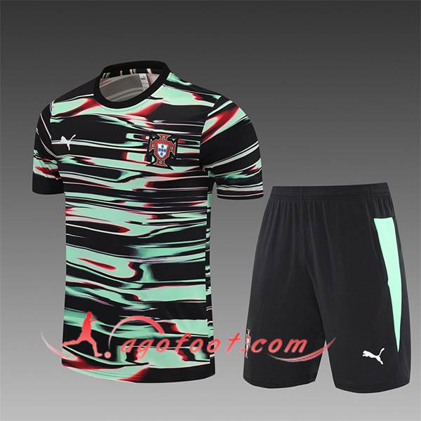Ensemble Training T-Shirts Portugal Enfant Noir/Vert 2025/2026