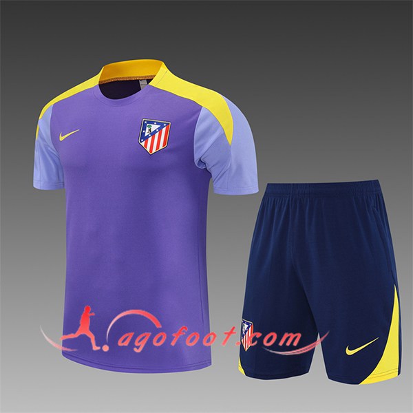 Ensemble Training T-Shirts Atletico Madrid Enfant Pourpre/Jaune 2025/2026