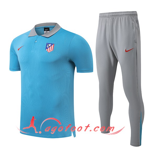 Ensemble Polo Foot Atletico Madrid Bleu/Gris 2025/2026
