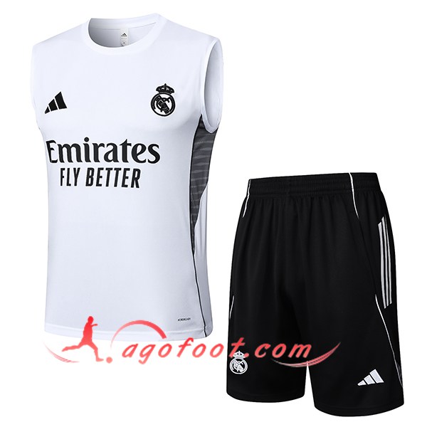 Ensemble Training Debardeur Real Madrid Blanc/Noir 2025/2026