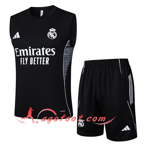 Ensemble Training Debardeur Real Madrid Noir/Gris 2025/2026