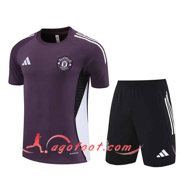 Ensemble Training T-Shirts Manchester United Pourpre/Blanc/Noir 2025/2026