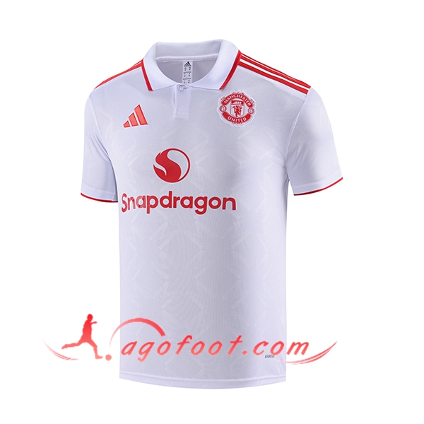 Polo Foot Manchester United Blanc/Rouge 2025/2026 -02