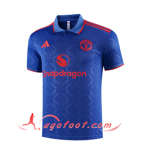 Polo Foot Manchester United Bleu/Rouge 2025/2026