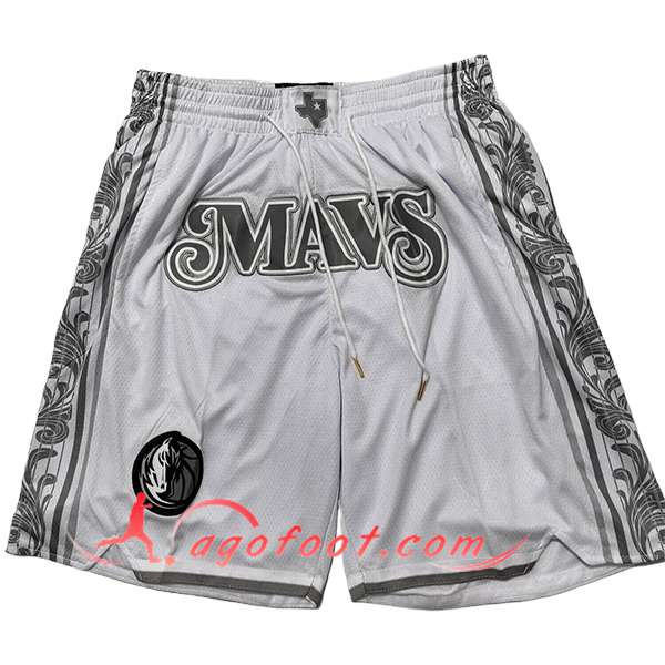 Shorts NBA Dallas Mavericks 2025/26 Blanc/Gris