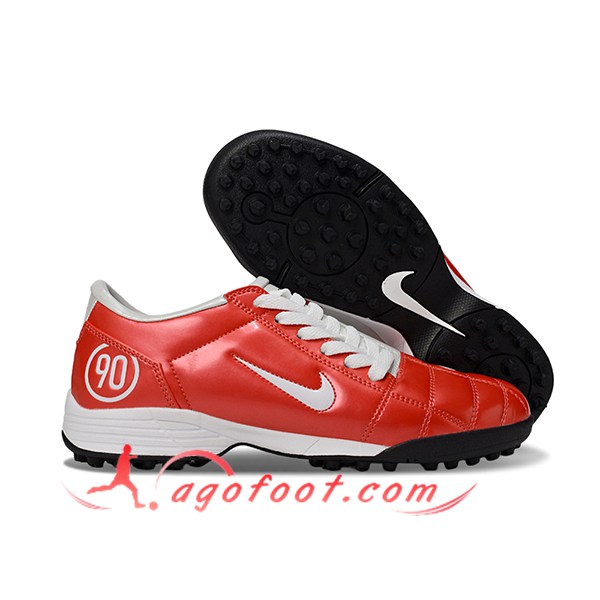 Nike Chaussures de Foot T90 TF Rouge/Blanc