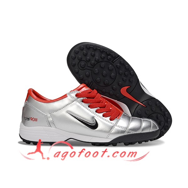 Nike Chaussures de Foot T90 TF Gris/Rouge