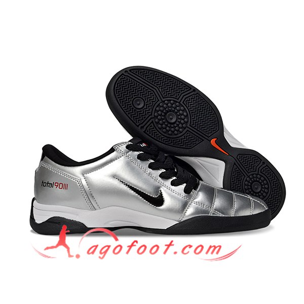 Nike Chaussures de Foot T90 IC Gris/Noir -02