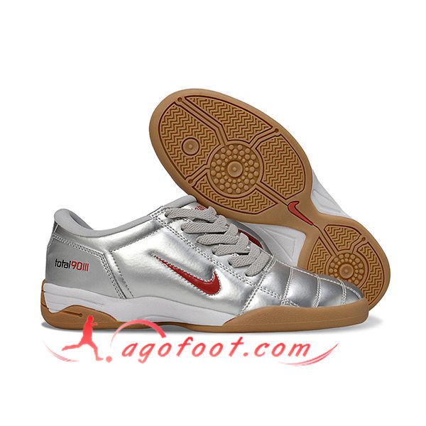 Nike Chaussures de Foot T90 IC Gris/Rouge