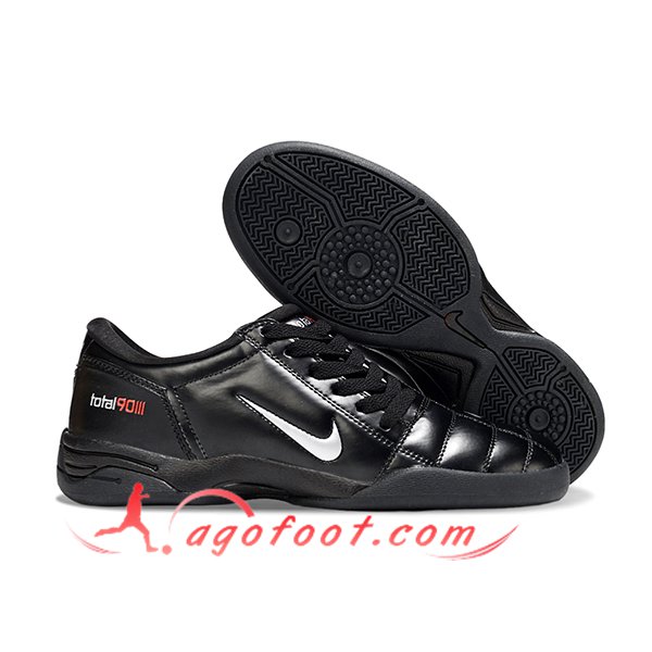 Nike Chaussures de Foot T90 IC Noir/Blanc -02