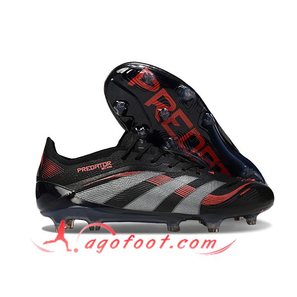 Adidas Chaussures de Foot 25 Predator Elite FG Noir/Gris/Rouge