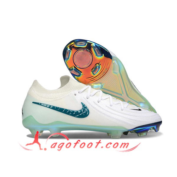 Nike Chaussures de Foot Phantom Luna Elite NU FG Blanc/Vert -02