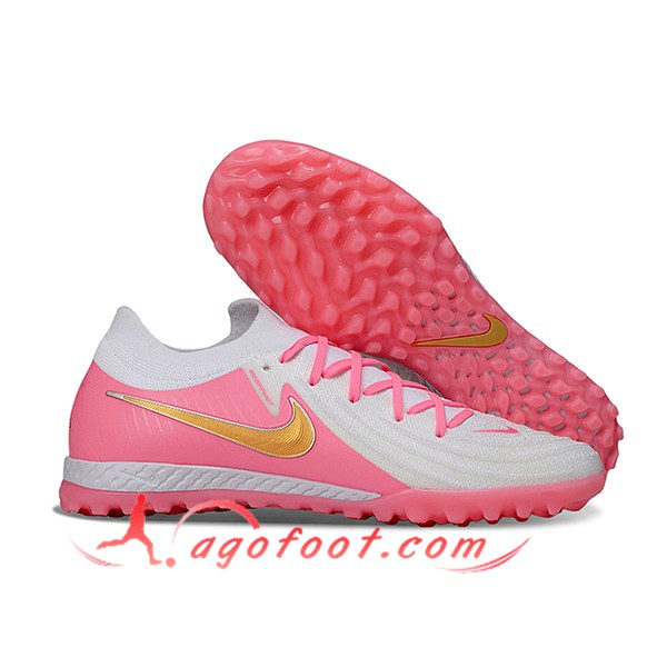 Nike Chaussures de Foot Phantom GX II EliteTF Rose/Blanc/Jaune