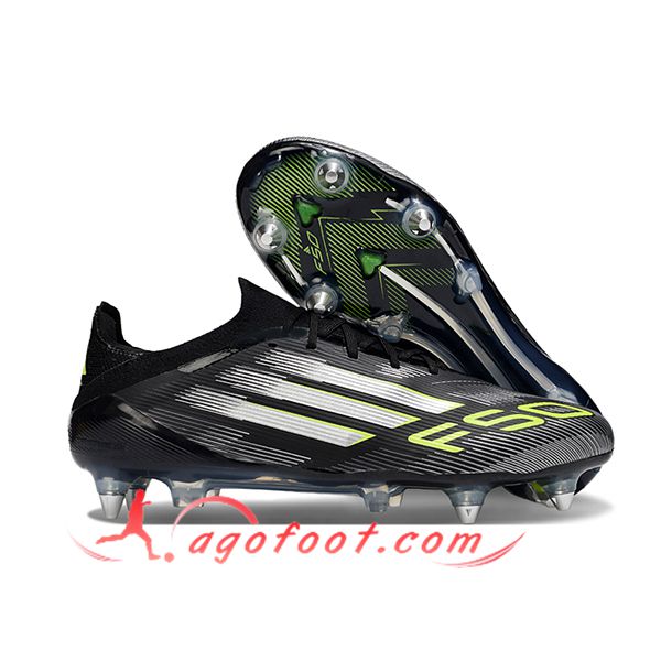 Adidas Chaussures de Foot F50 Elite SG Noir/Blanc/Vert