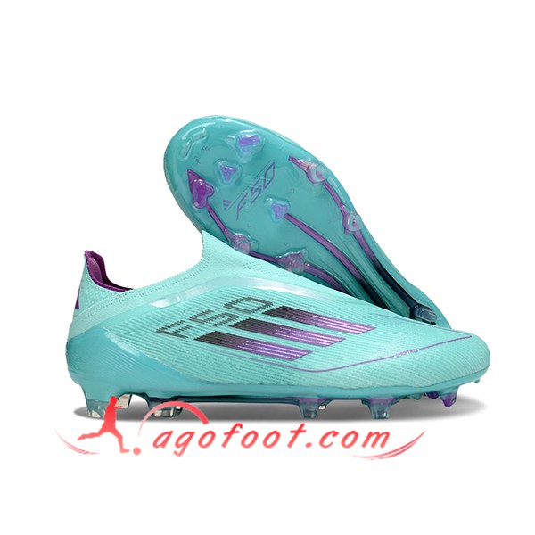 Adidas Chaussures de Foot F50 Elite Laceless FG Bleu/Pourpre