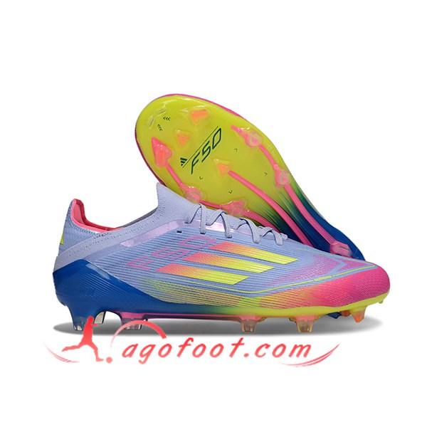 Adidas Chaussures de Foot F50 Elite FG Bleu/Rose/Vert
