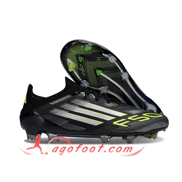 Adidas Chaussures de Foot F50 Elite FG Noir/Blanc/Vert
