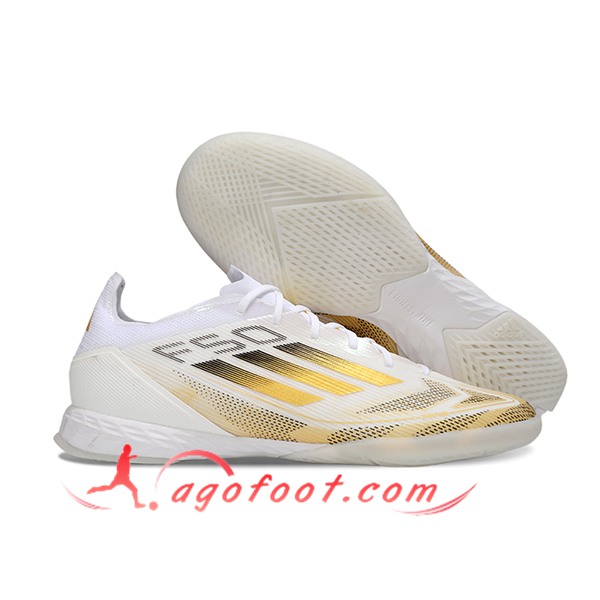 Adidas Chaussures de Foot F50 PRO IC Blanc/Jaune