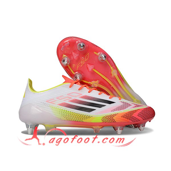 Adidas Chaussures de Foot F50 ELITE SG Blanc/Orange/Jaune