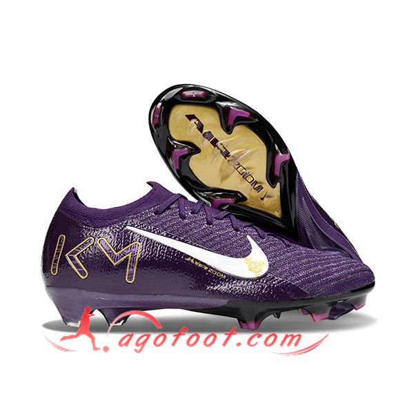 Nike Chaussures de Foot AIR Zoom Mercurial Vapor 16 Elite XXV FG KM Pourpre/Blanc