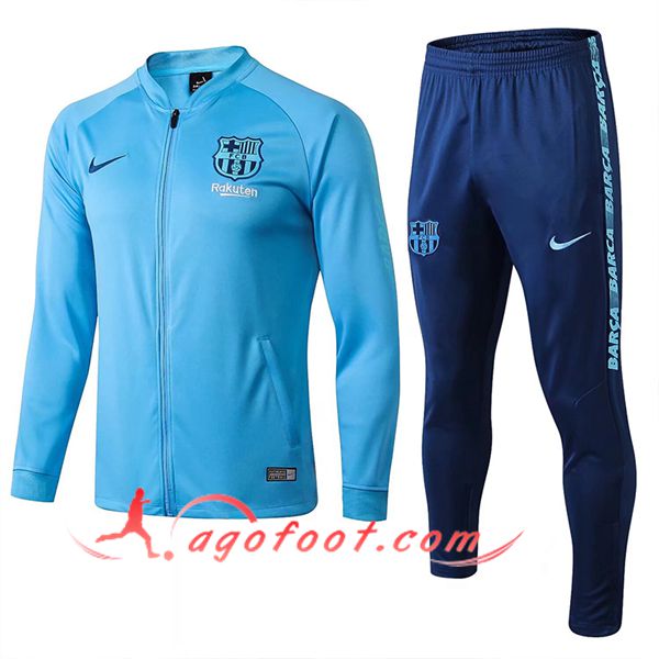Ensemble Survetement de Foot Veste FC Barcelone Bleu Clair 2025/2026