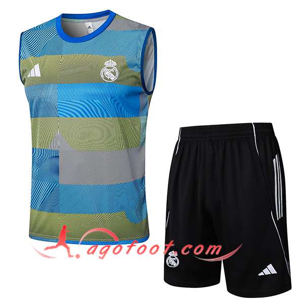 Ensemble Training Debardeur Real Madrid Bleu/Vert 2025/2026