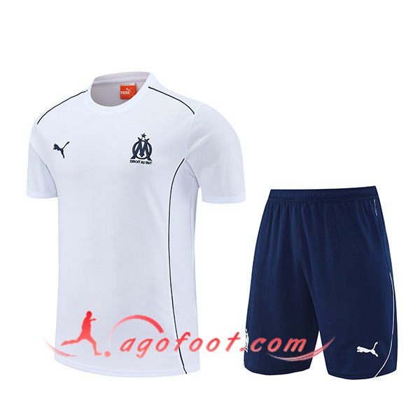 Ensemble Training T-Shirts Marseille Blanc 2025/2026