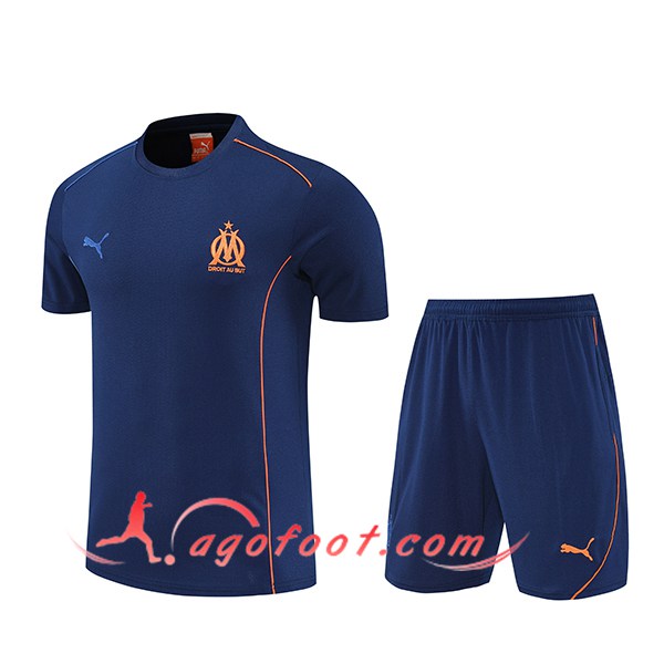 Ensemble Training T-Shirts Marseille Bleu Royal 2025/2026