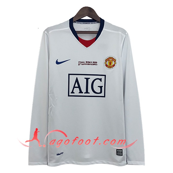 Maillot de Foot Manchester United Retro Exterieur Manches Longues 2008/2009