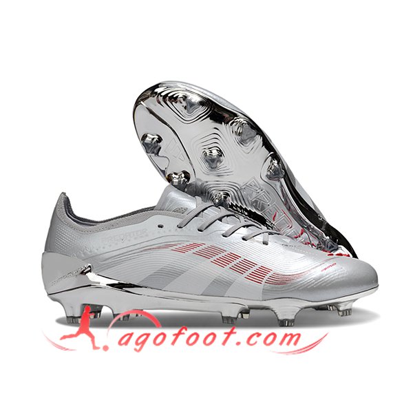 Adidas Chaussures de Foot 25 Predator Elite FG Gris/Blanc/Rouge