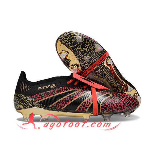 Adidas Chaussures de Foot 25 Predator Elite Tongue FG Noir/Rouge/Jaune